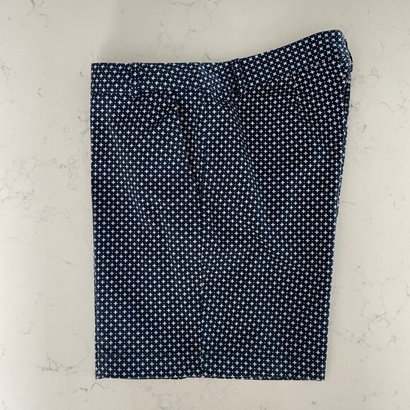 Izod Athletic Cotton Spandex 6.5" Sporty Golf Print Pattern Shorts Navy+Wht Sz 8 - Picture 11 of 11